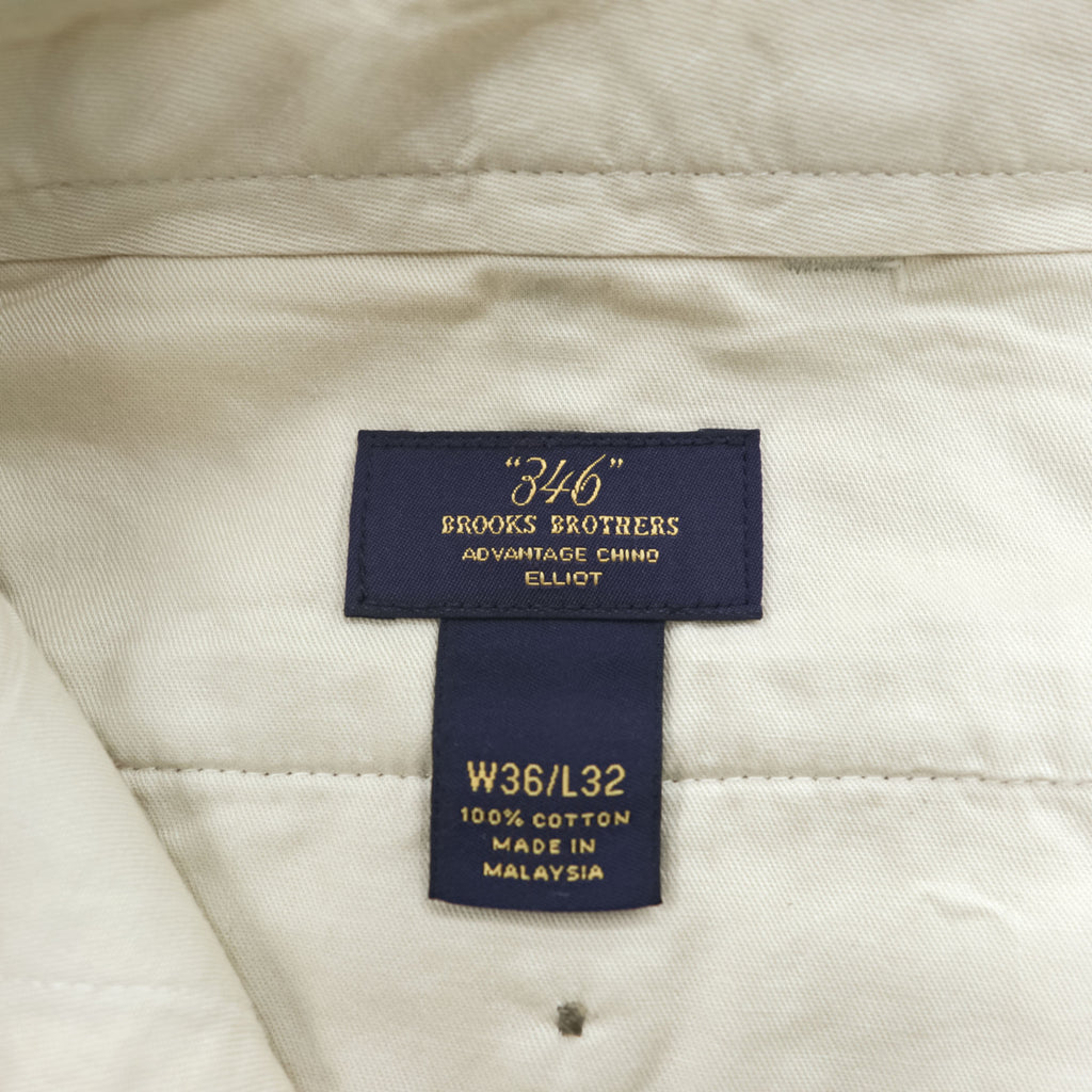 Brooks Brothers ワイド 2タック チノパンツ スラックス L ベージュ プリーツ ダブルカフス ADVANTAGE CHINO ELLIOT 346