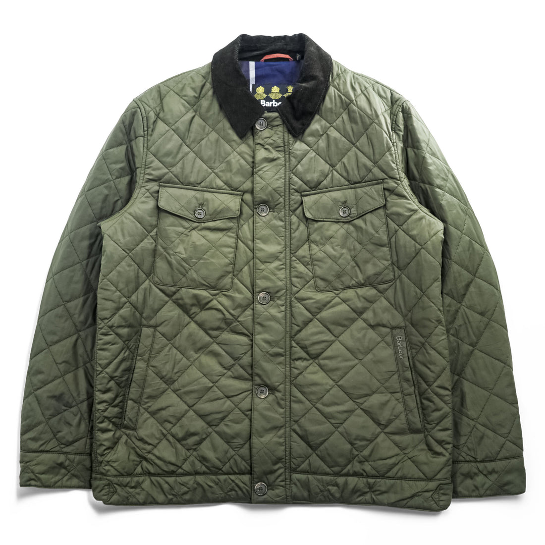 Barbour キルティングジャケット MAESBURY QUILT L ダブルジップ IDEAL 比翼 ボタン 中綿 コーデュロイ襟 MQU1110OL72