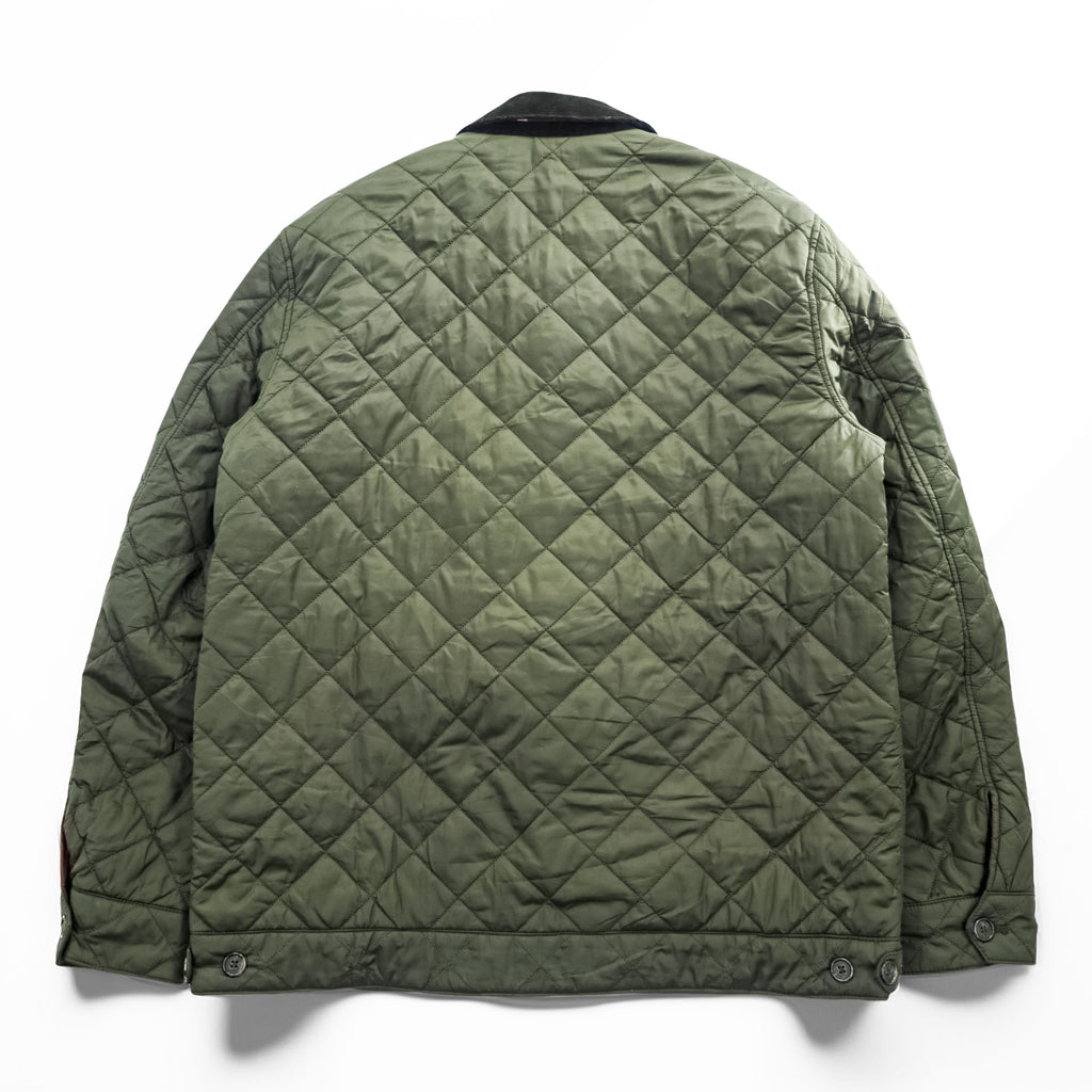 Barbour キルティングジャケット MAESBURY QUILT L ダブルジップ IDEAL 比翼 ボタン 中綿 コーデュロイ襟 MQU1110OL72