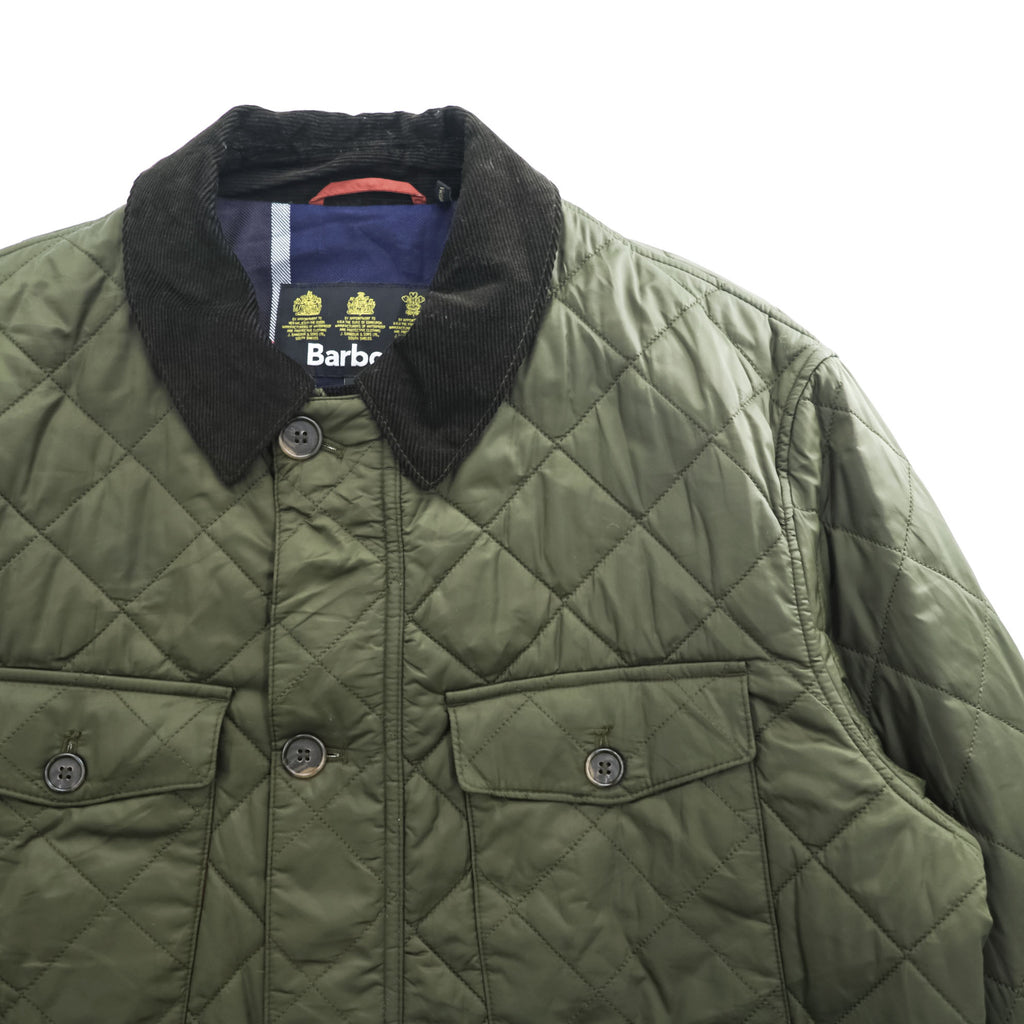 Barbour キルティングジャケット MAESBURY QUILT L ダブルジップ IDEAL 比翼 ボタン 中綿 コーデュロイ襟 MQU1110OL72