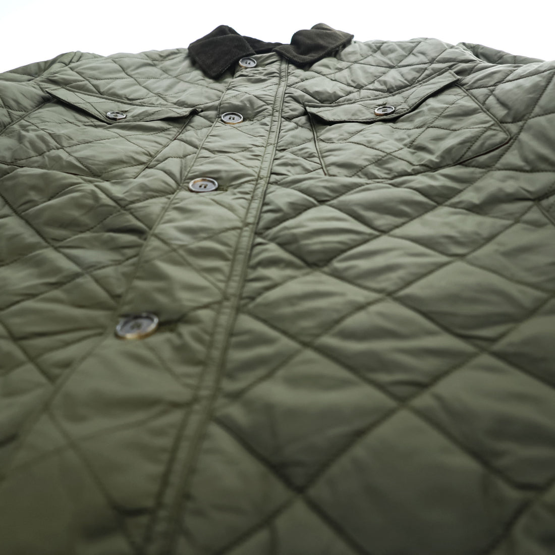 Barbour キルティングジャケット MAESBURY QUILT L ダブルジップ IDEAL 比翼 ボタン 中綿 コーデュロイ襟 MQU1110OL72