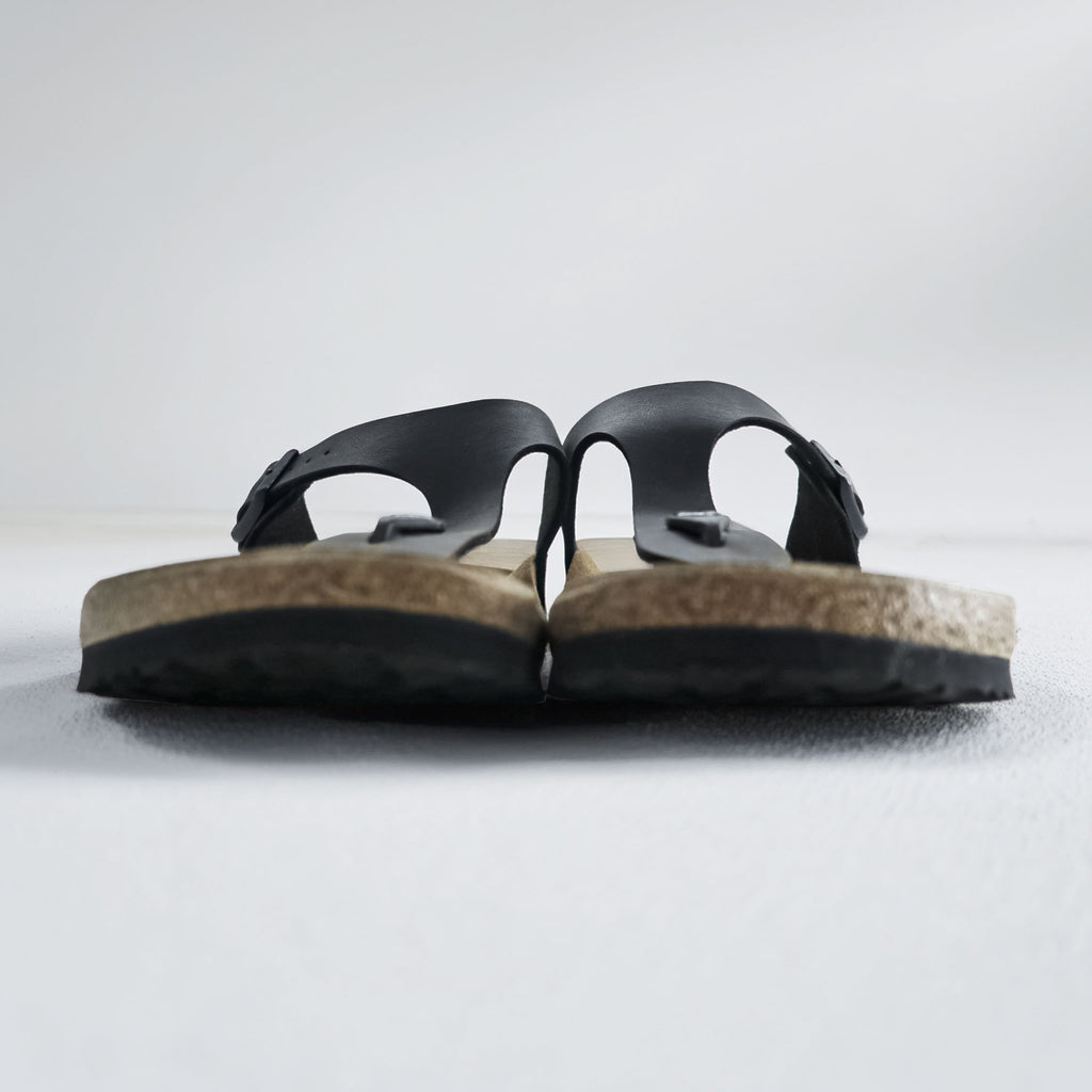 BIRKENSTOCK German-made sandals, US size 10.5, black and brown, Gizeh Flex Platform.