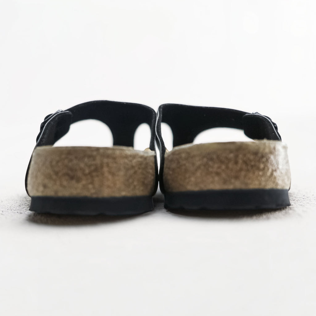 BIRKENSTOCK German-made sandals, US size 10.5, black and brown, Gizeh Flex Platform.
