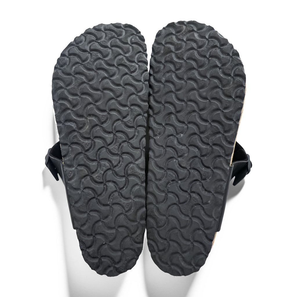 BIRKENSTOCK German-made sandals, US size 10.5, black and brown, Gizeh Flex Platform.