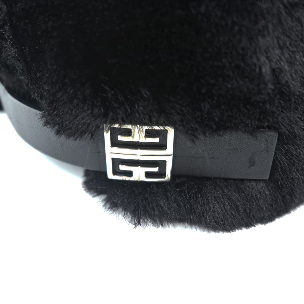 Givenchy Faux Fur Baseball Cap Black 4G Buckle Made in Italy