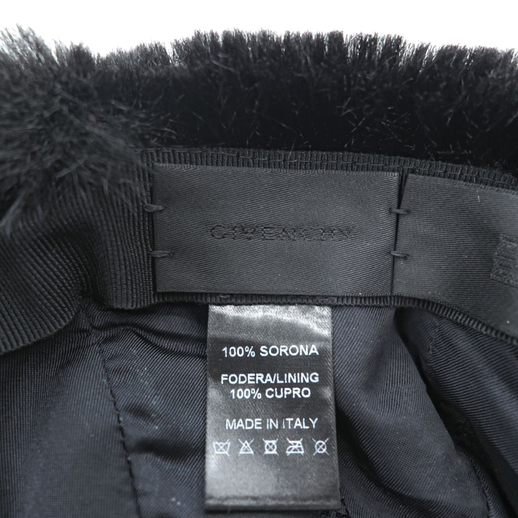 Givenchy Faux Fur Baseball Cap Black 4G Buckle Made in Italy