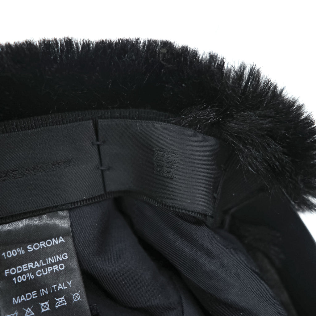 Givenchy Faux Fur Baseball Cap Black 4G Buckle Made in Italy