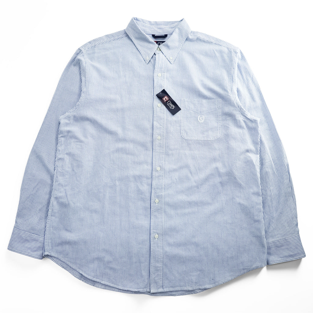 CHAPS オックスフォード 長袖 ボタンダウンシャツ XL ブルー ストライプ 胸ポケット 未使用品