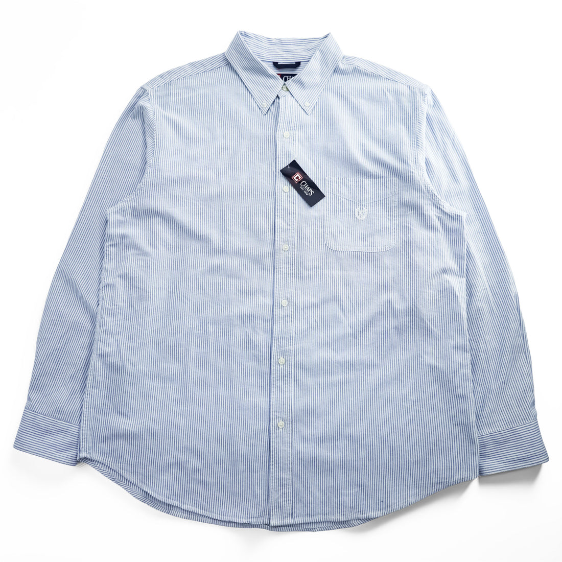 CHAPS オックスフォード 長袖 ボタンダウンシャツ XL ブルー ストライプ 胸ポケット 未使用品