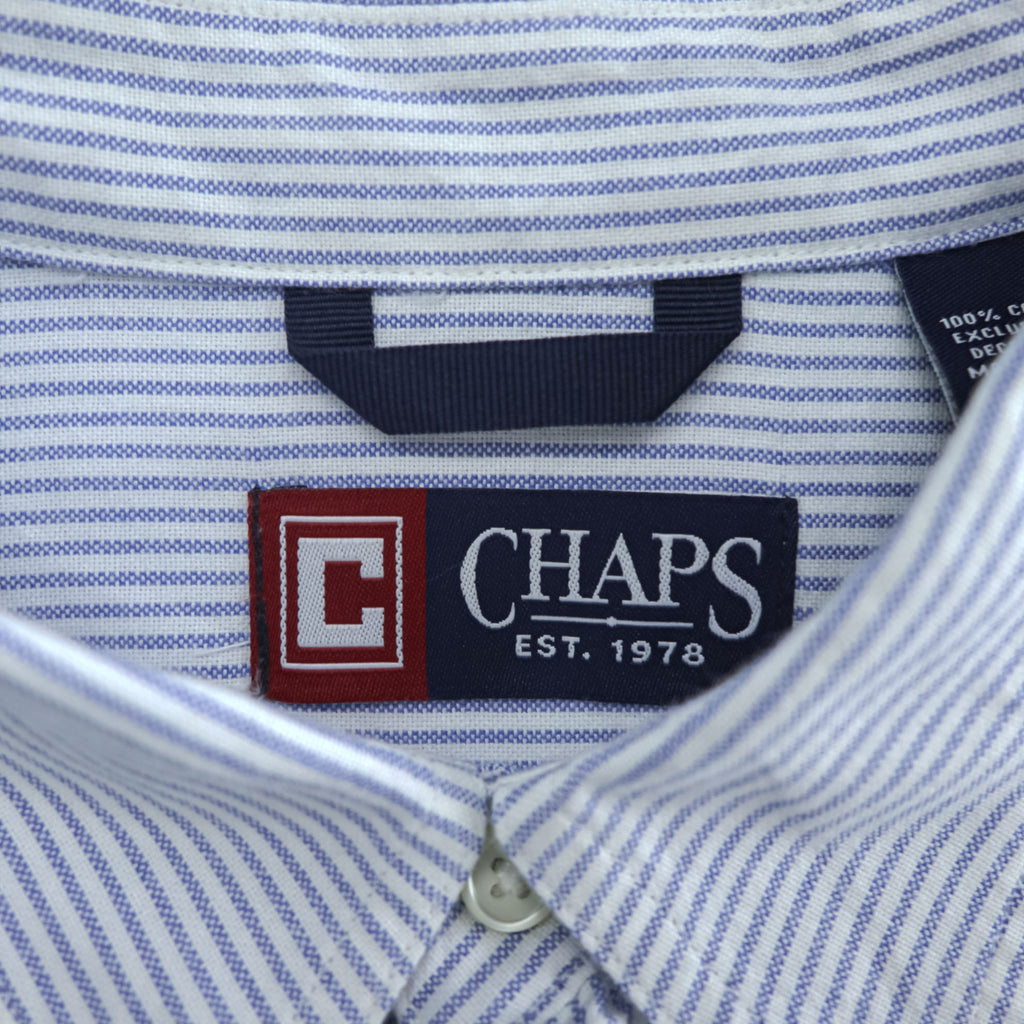 CHAPS オックスフォード 長袖 ボタンダウンシャツ XL ブルー ストライプ 胸ポケット 未使用品