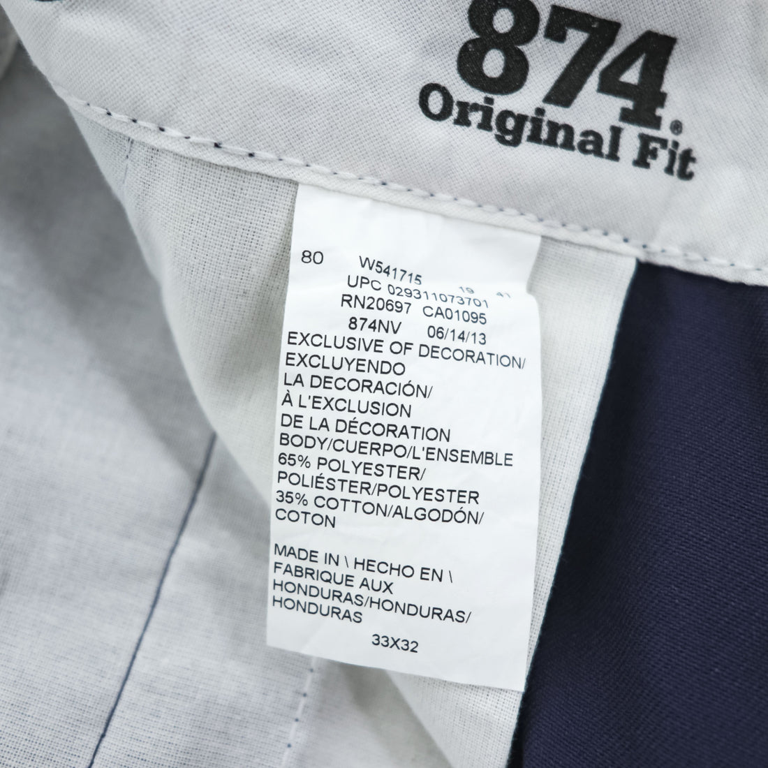 Dickies 874 オリジナルフィット チノ ワークパンツ 33 x 32 Original FIt ネイビー コットン