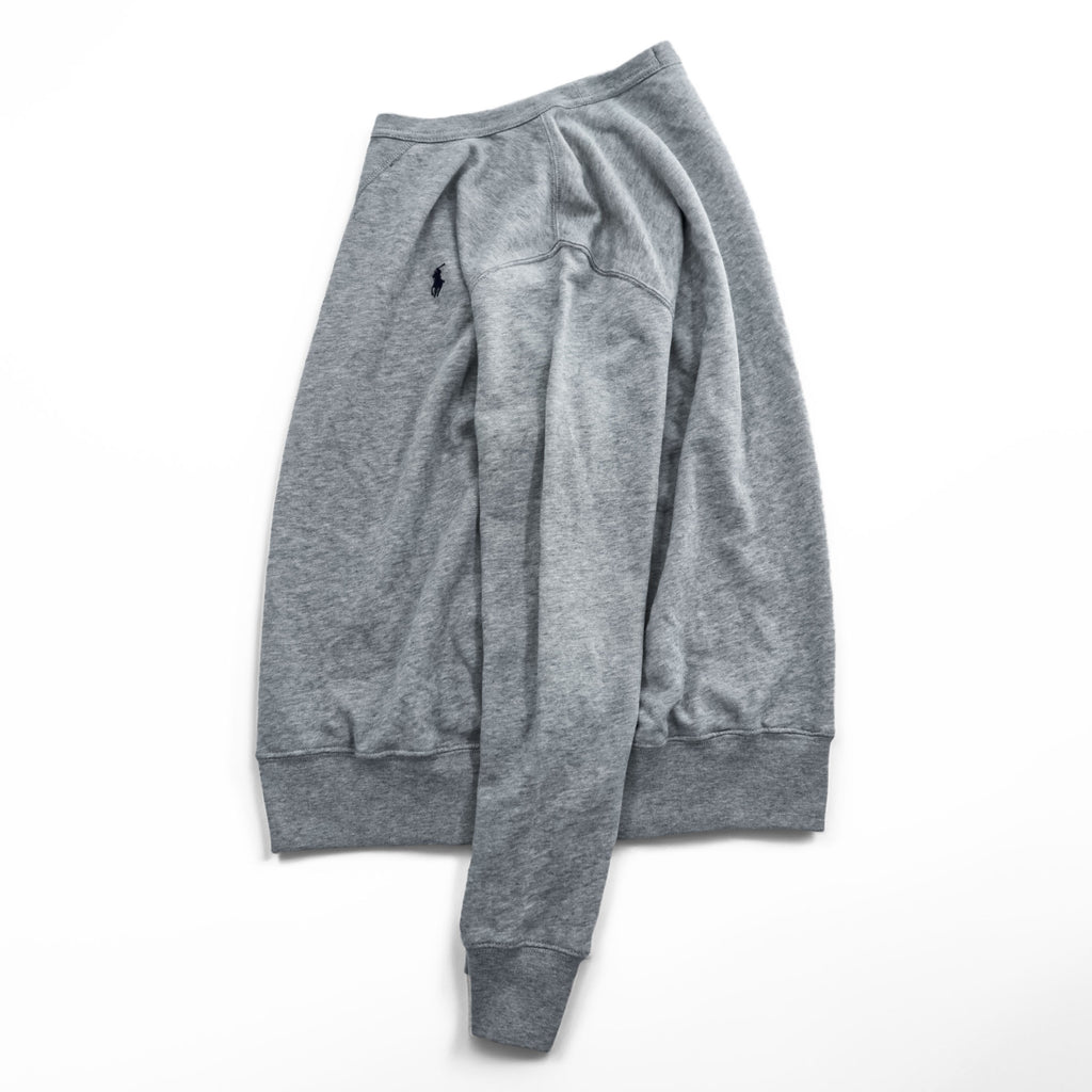 Polo Ralph Lauren V-neck Sweatshirt, Size M, Gray, Small Pony Logo Embroidery, Fleece Lining