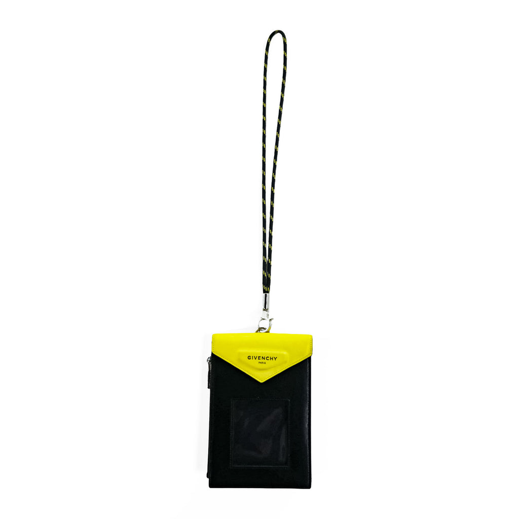 GIVENCHY Italy Made NECK WINDOW POUCH, Purse, Wallet,  Yellow, Black BK6043K0RL 737