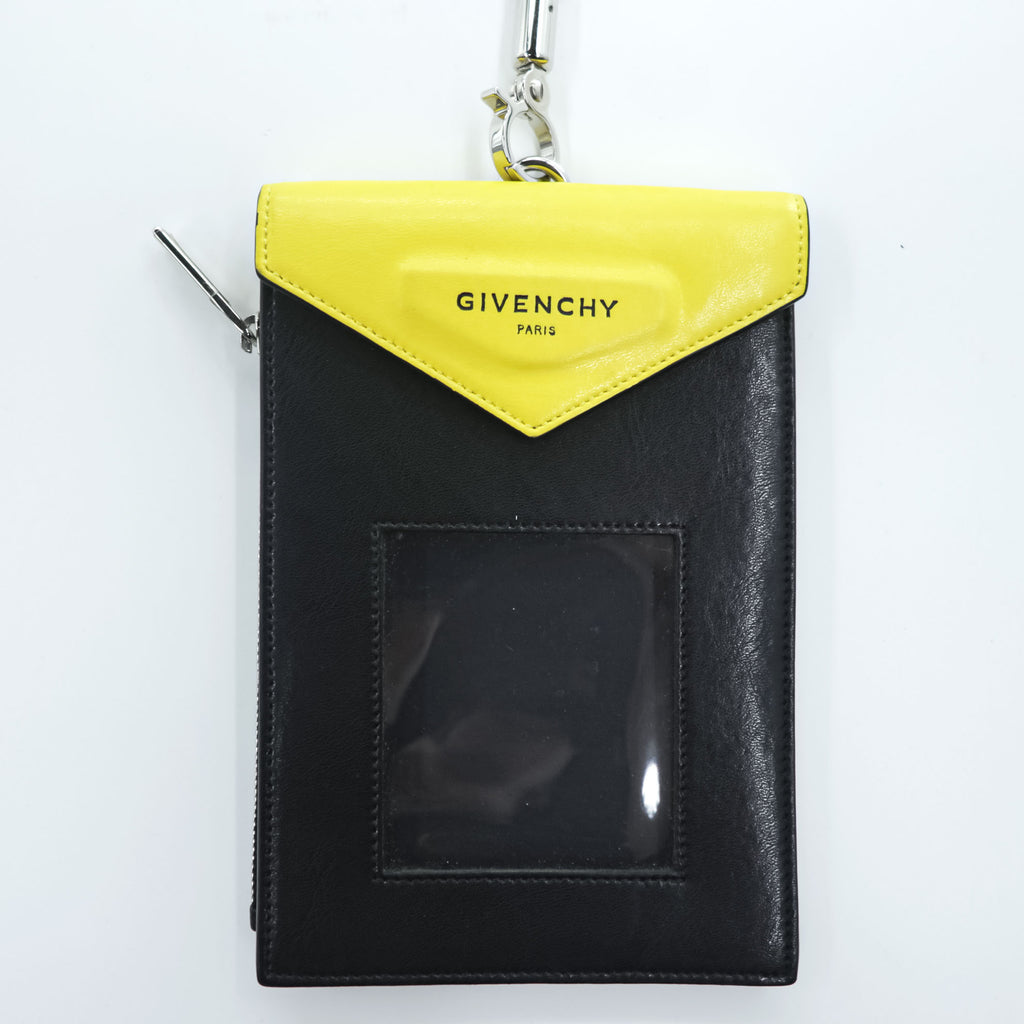 GIVENCHY Italy Made NECK WINDOW POUCH, Purse, Wallet,  Yellow, Black BK6043K0RL 737