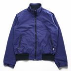 Woolrich John Rich & Bros Full Zip Bomber Jacket Purple Navy Stand Collar Raglan Rib Hem Size L
