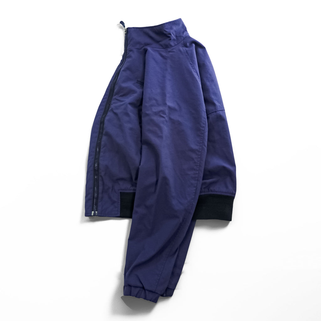 Woolrich John Rich & Bros Full Zip Bomber Jacket Purple Navy Stand Collar Raglan Rib Hem Size L