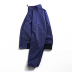 Woolrich John Rich & Bros Full Zip Bomber Jacket Purple Navy Stand Collar Raglan Rib Hem Size L