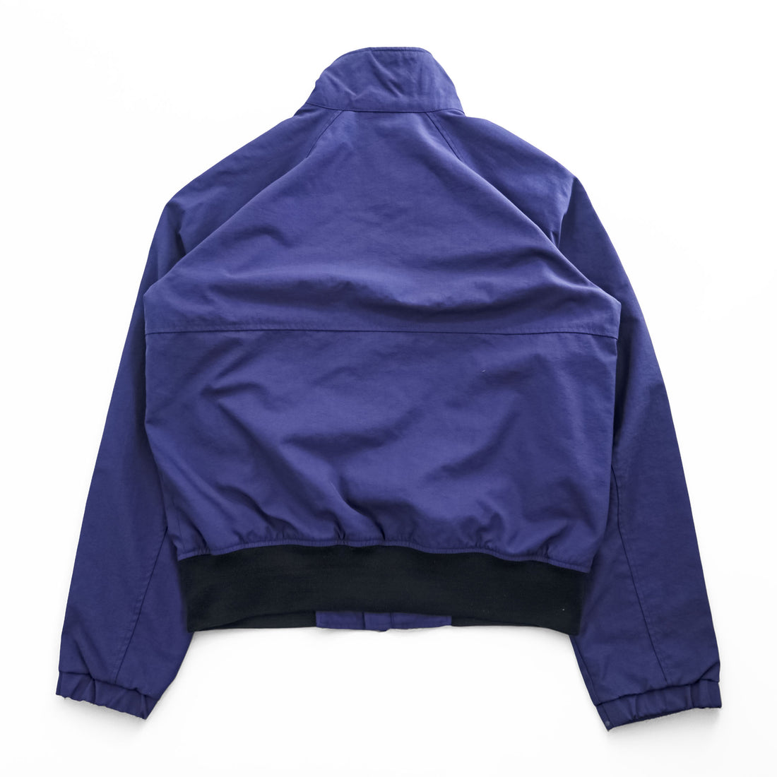 Woolrich John Rich & Bros Full Zip Bomber Jacket Purple Navy Stand Collar Raglan Rib Hem Size L