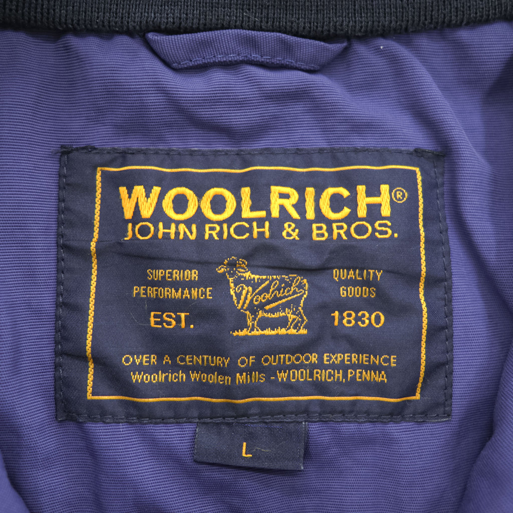 Woolrich John Rich & Bros Full Zip Bomber Jacket Purple Navy Stand Collar Raglan Rib Hem Size L
