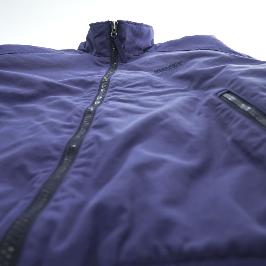 Woolrich John Rich & Bros Full Zip Bomber Jacket Purple Navy Stand Collar Raglan Rib Hem Size L