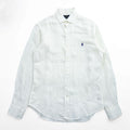 Polo Ralph Lauren リネン 長袖 シャツ M ホワイト 麻100% SLIM FIT スモールポニー ロゴ 刺繍