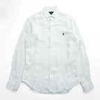 Polo Ralph Lauren リネン 長袖 シャツ M ホワイト 麻100% SLIM FIT スモールポニー ロゴ 刺繍