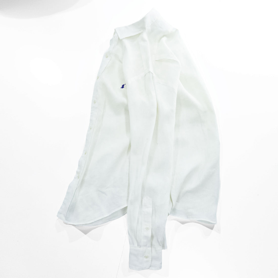 Polo Ralph Lauren リネン 長袖 シャツ M ホワイト 麻100% SLIM FIT スモールポニー ロゴ 刺繍
