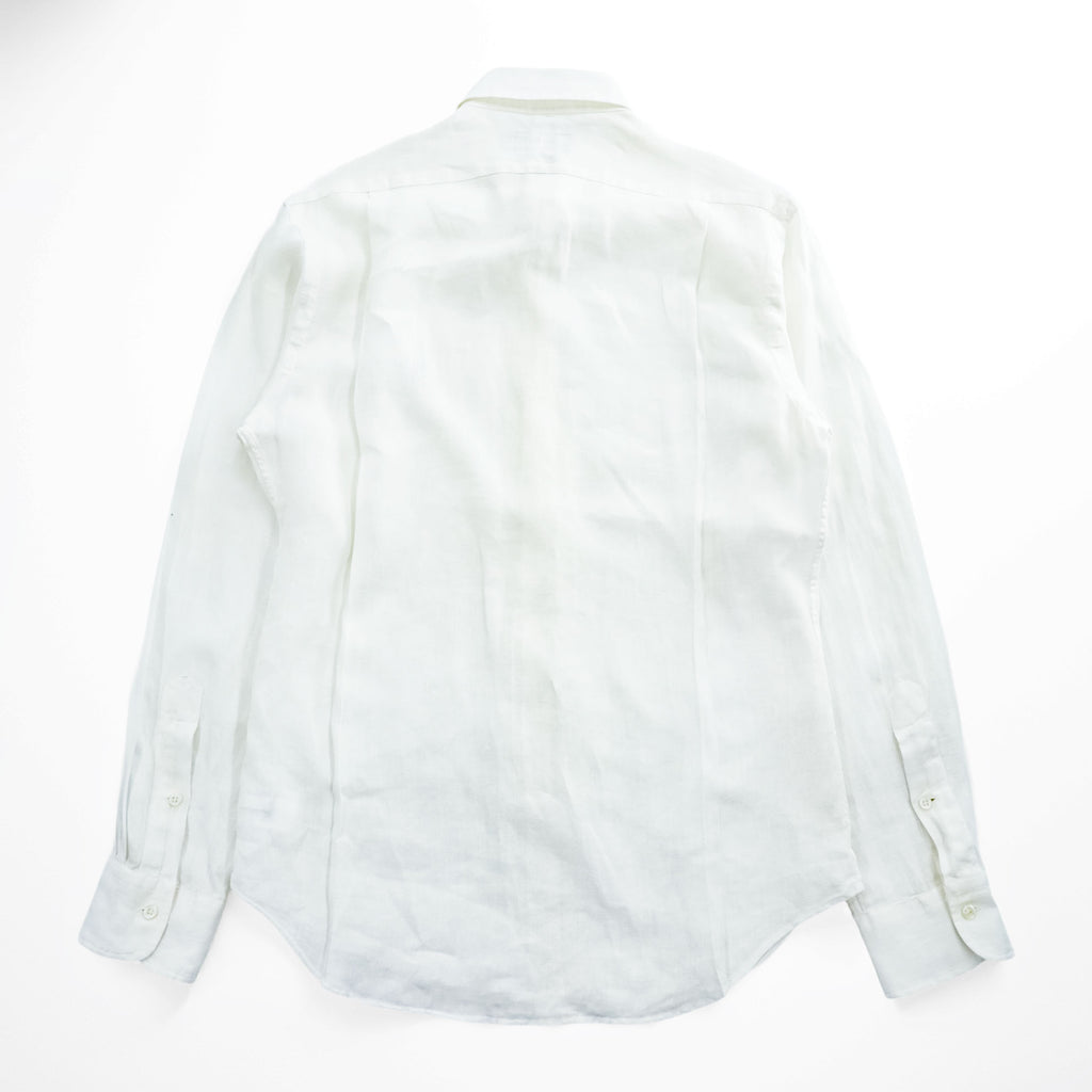 Polo Ralph Lauren リネン 長袖 シャツ M ホワイト 麻100% SLIM FIT スモールポニー ロゴ 刺繍