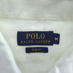 Polo Ralph Lauren リネン 長袖 シャツ M ホワイト 麻100% SLIM FIT スモールポニー ロゴ 刺繍