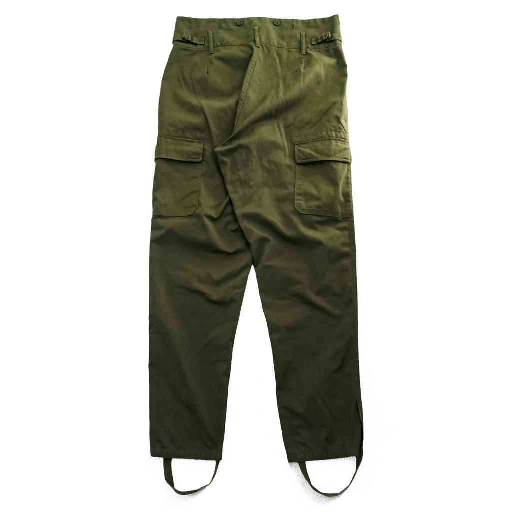 90年代 チェコ スロバキア軍 ヴィンテージ M85 ミリタリー カーゴパンツ M カーキ Zekon Michalovce サスペンダーボタン ダブルニー