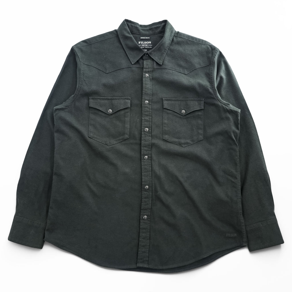 FILSON Long-Sleeve Western Shirt, Size XL, Khaki, Western Trim Fit, Snap Buttons