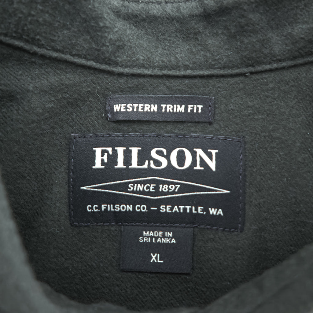 FILSON Long-Sleeve Western Shirt, Size XL, Khaki, Western Trim Fit, Snap Buttons