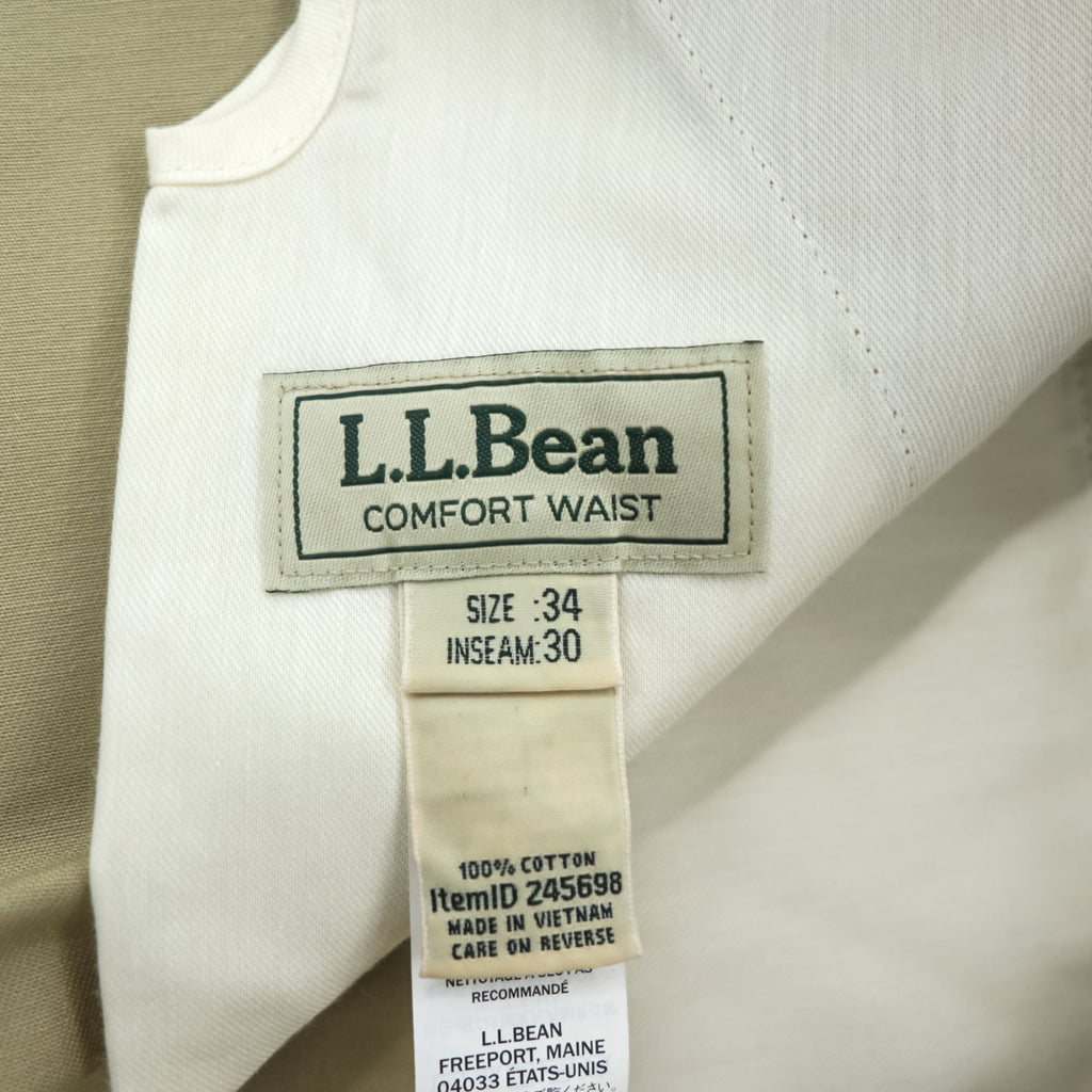 L.L.Bean Chino Pants, Size L, Beige, Comfort Waist, Unused, Wrinkle-Free, Wrinkle-Resistant, 245698
