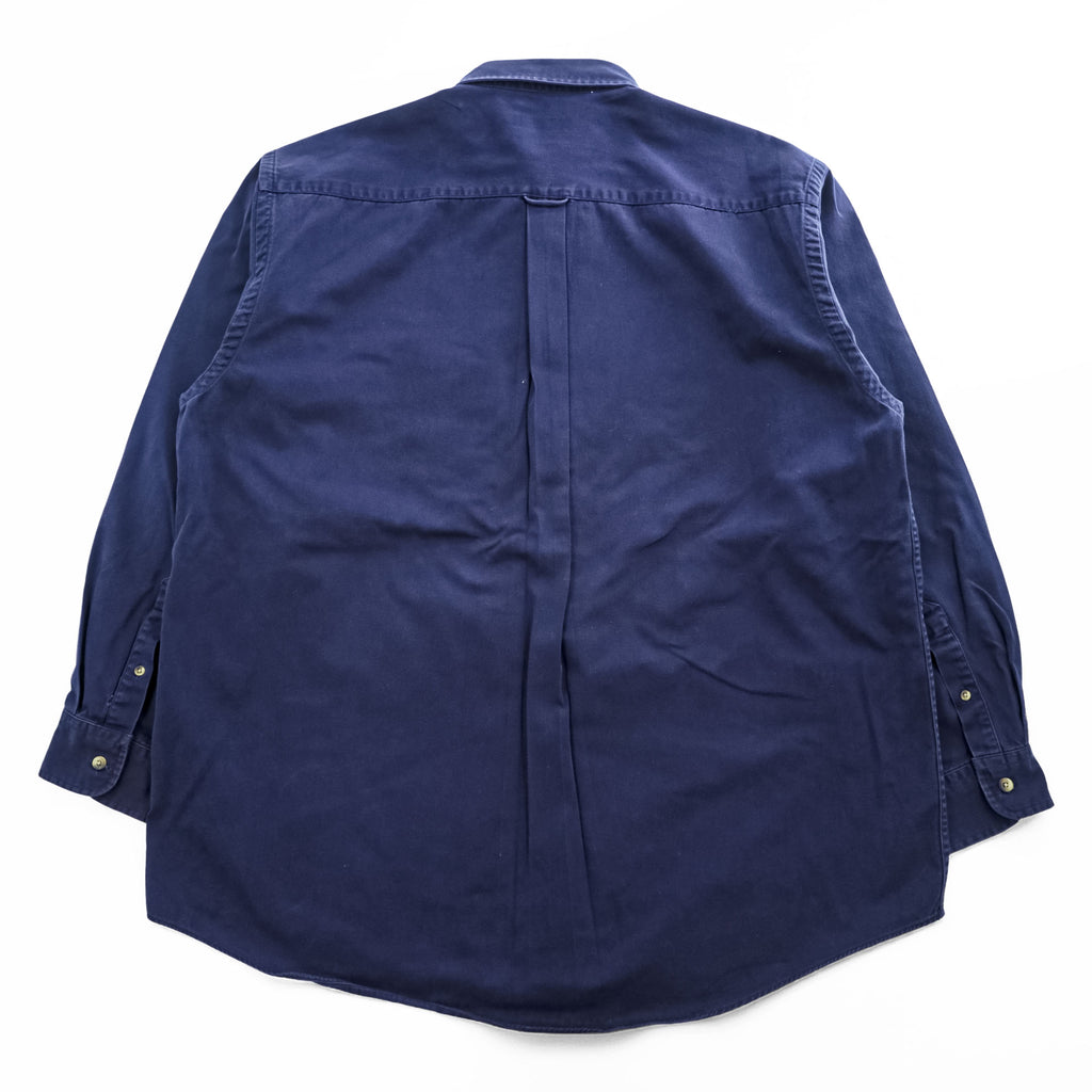 NAUTICA 90s Vintage Long-Sleeve Button-Down Shirt, Size XL and up, Navy, Made in Jamaica