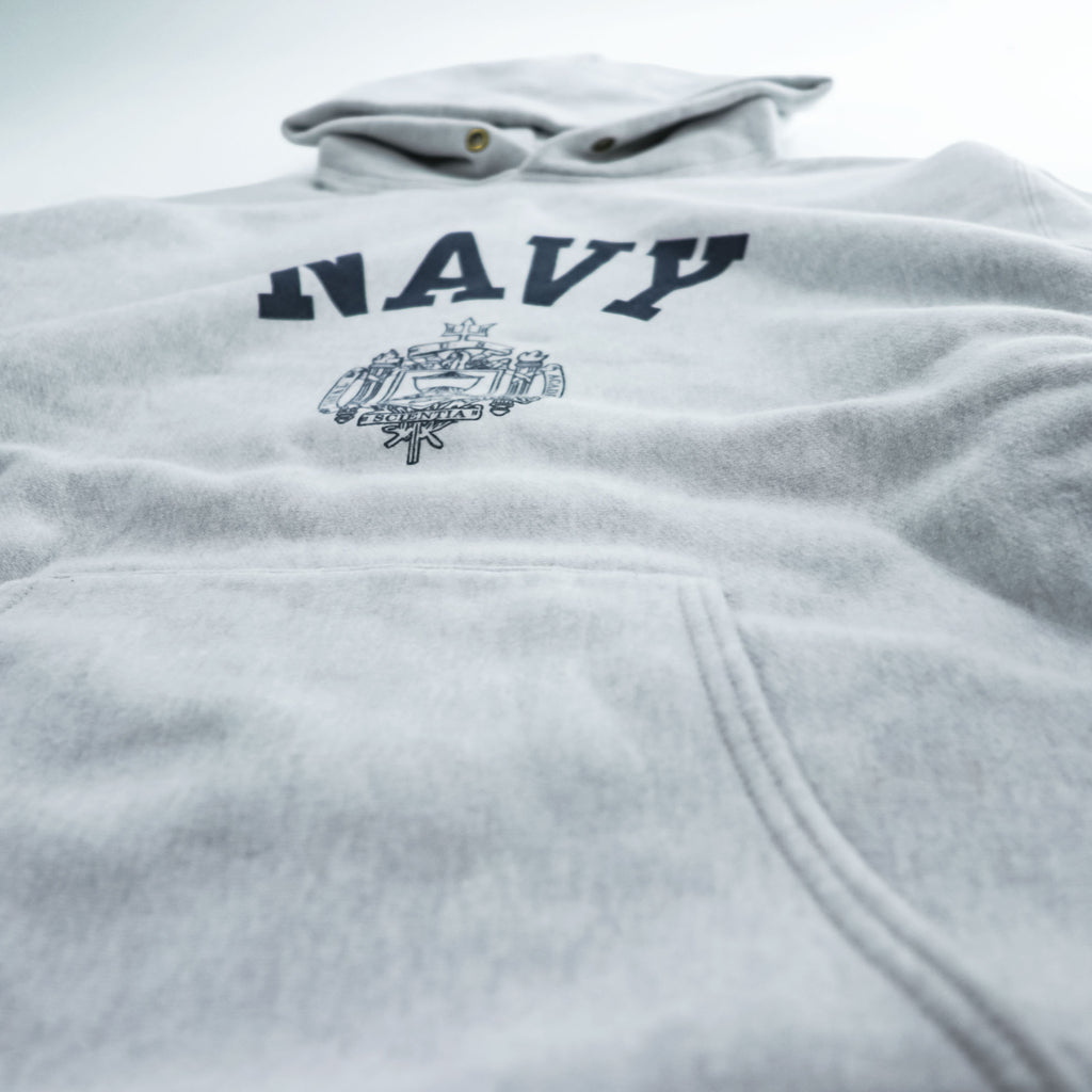 BUZZ RICKSON'S Japan Made Reverse Weave Pullover Hoodie L Gray BEAMS Exclusive US NAVY Arch Logo BR69085BM