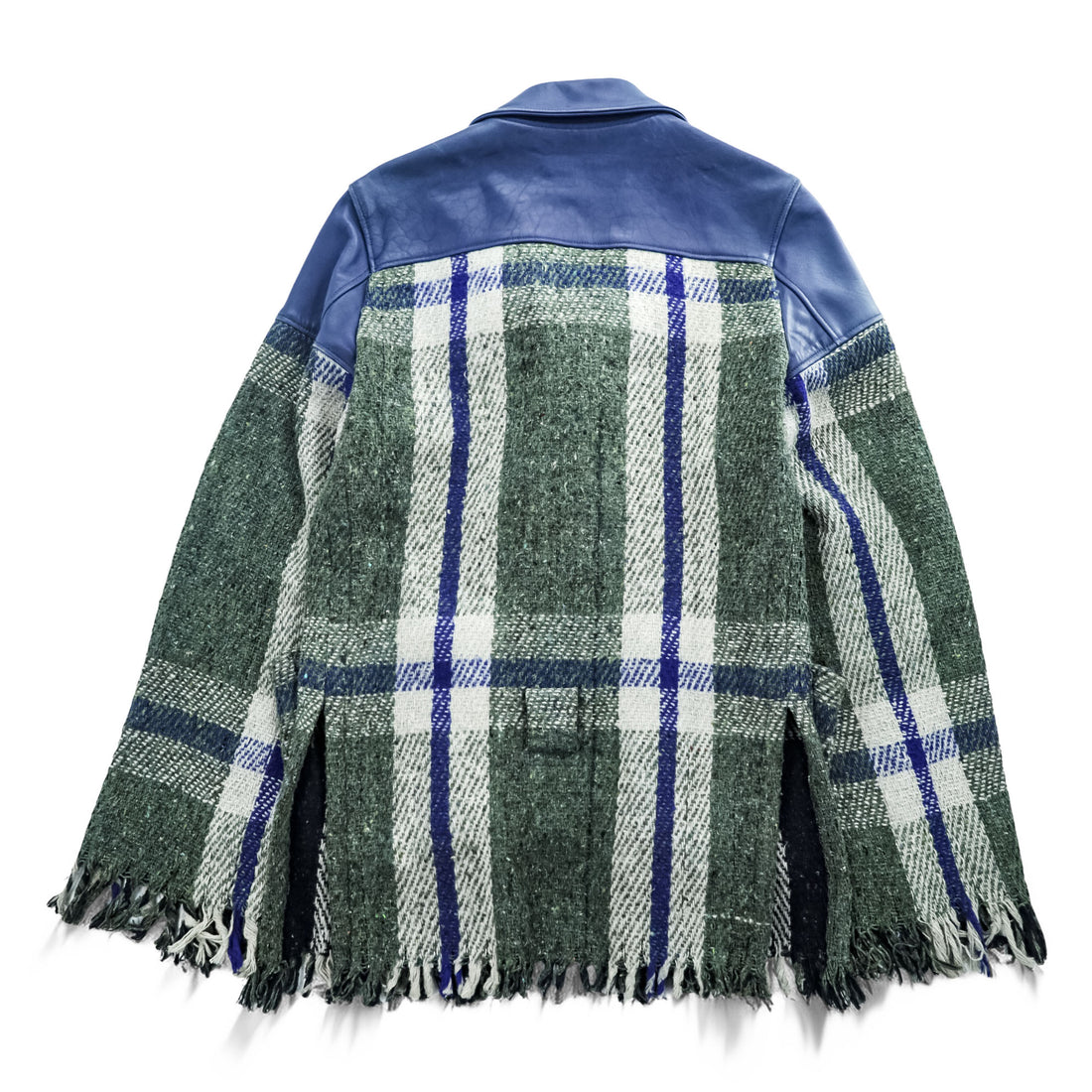 blackmeans Japan Made Fringe Tweed Double Riders Jacket Sheepskin Leather Checked 945-69GJ23-10