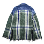 blackmeans Japan Made Fringe Tweed Double Riders Jacket Sheepskin Leather Checked 945-69GJ23-10