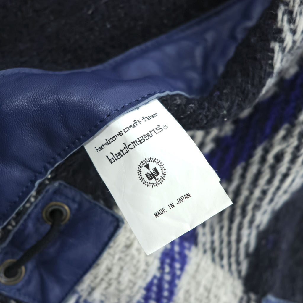 blackmeans Japan Made Fringe Tweed Double Riders Jacket Sheepskin Leather Checked 945-69GJ23-10
