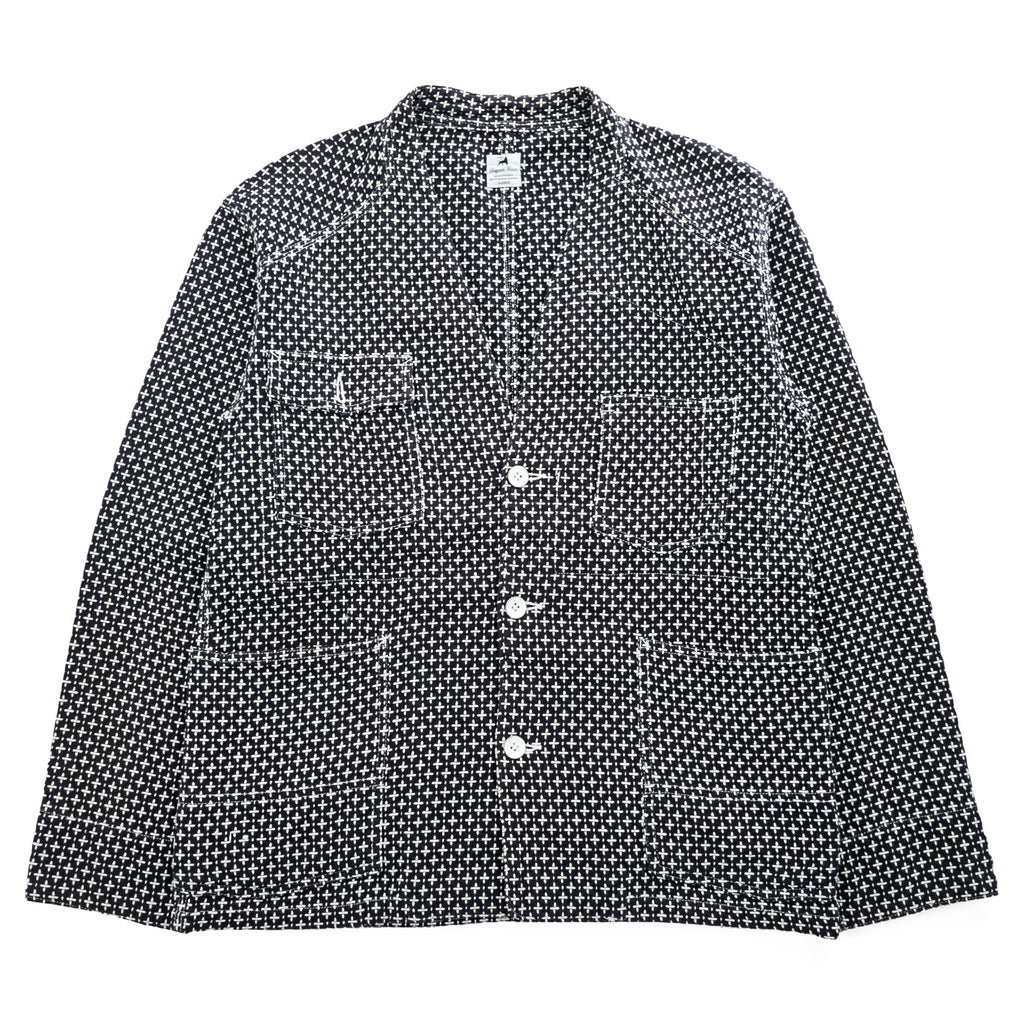 Sasquatchfabrix. Japan Made Sashiko Style Pattern Chore Jacket Black White Cotton Work Jacket