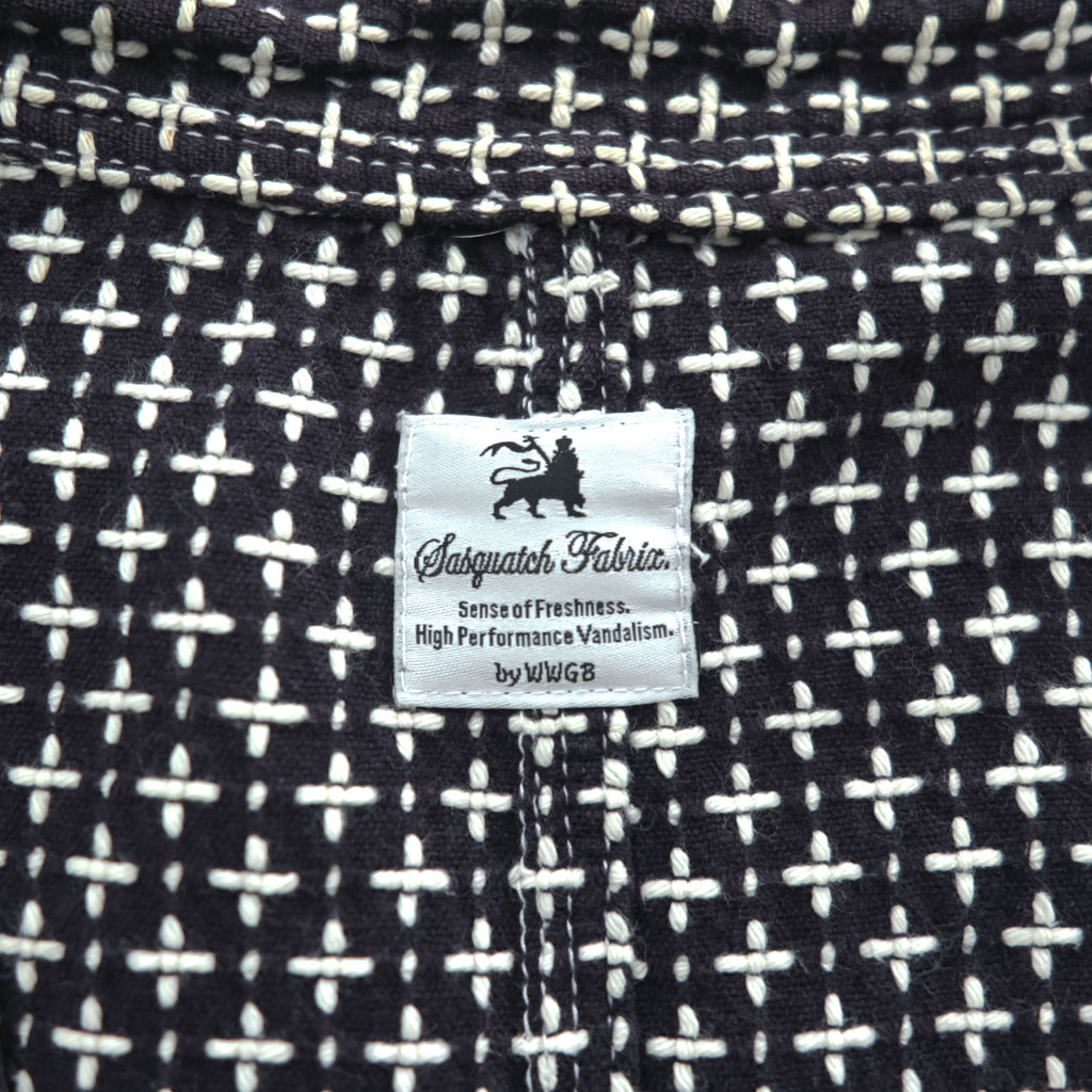Sasquatchfabrix. Japan Made Sashiko Style Pattern Chore Jacket Black White Cotton Work Jacket
