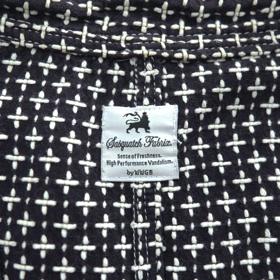 Sasquatchfabrix. Japan Made Sashiko Style Pattern Chore Jacket Black White Cotton Work Jacket