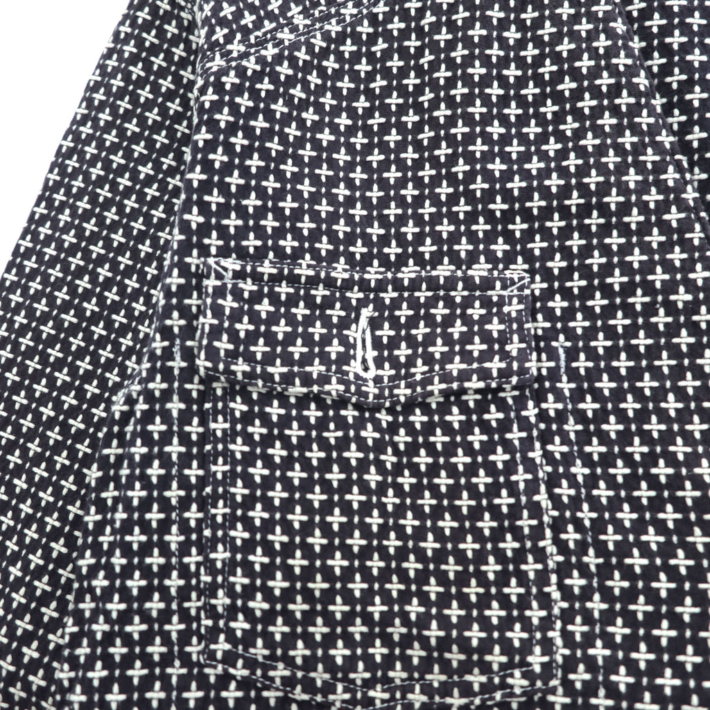 Sasquatchfabrix. Japan Made Sashiko Style Pattern Chore Jacket Black White Cotton Work Jacket