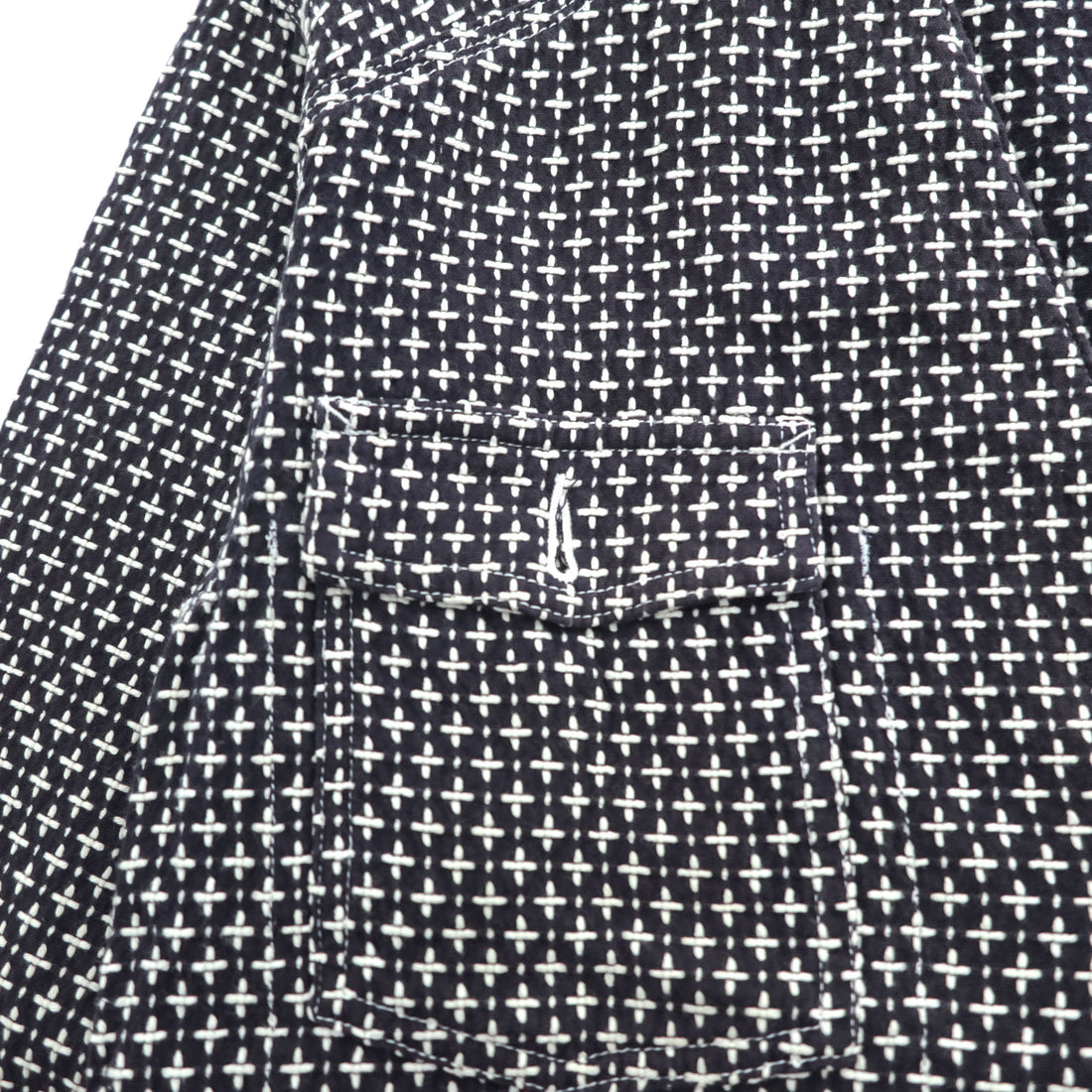 Sasquatchfabrix. Japan Made Sashiko Style Pattern Chore Jacket Black White Cotton Work Jacket