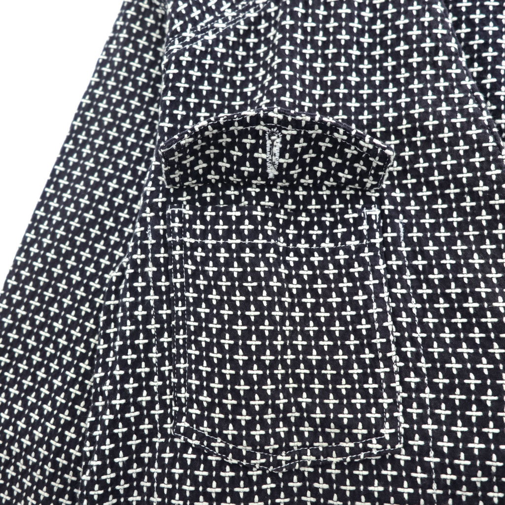 Sasquatchfabrix. Japan Made Sashiko Style Pattern Chore Jacket Black White Cotton Work Jacket