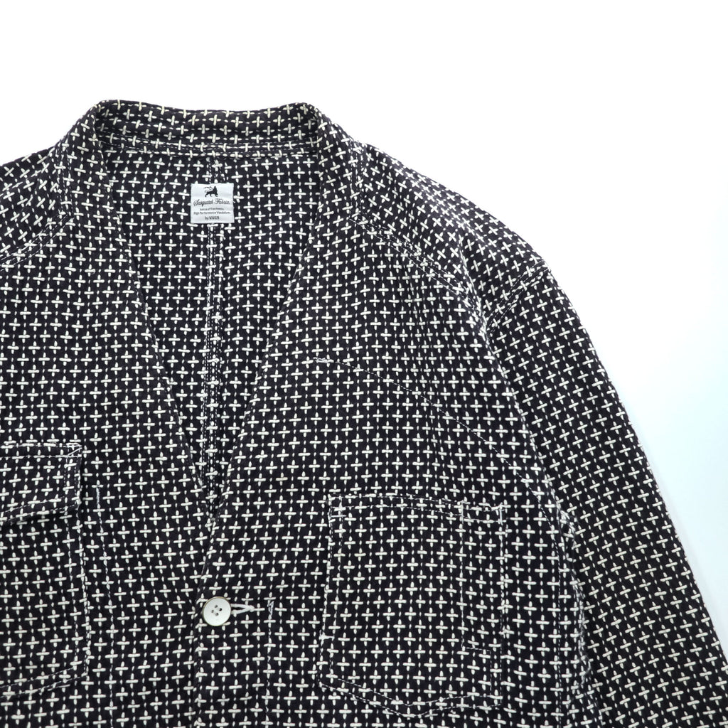 Sasquatchfabrix. Japan Made Sashiko Style Pattern Chore Jacket Black White Cotton Work Jacket
