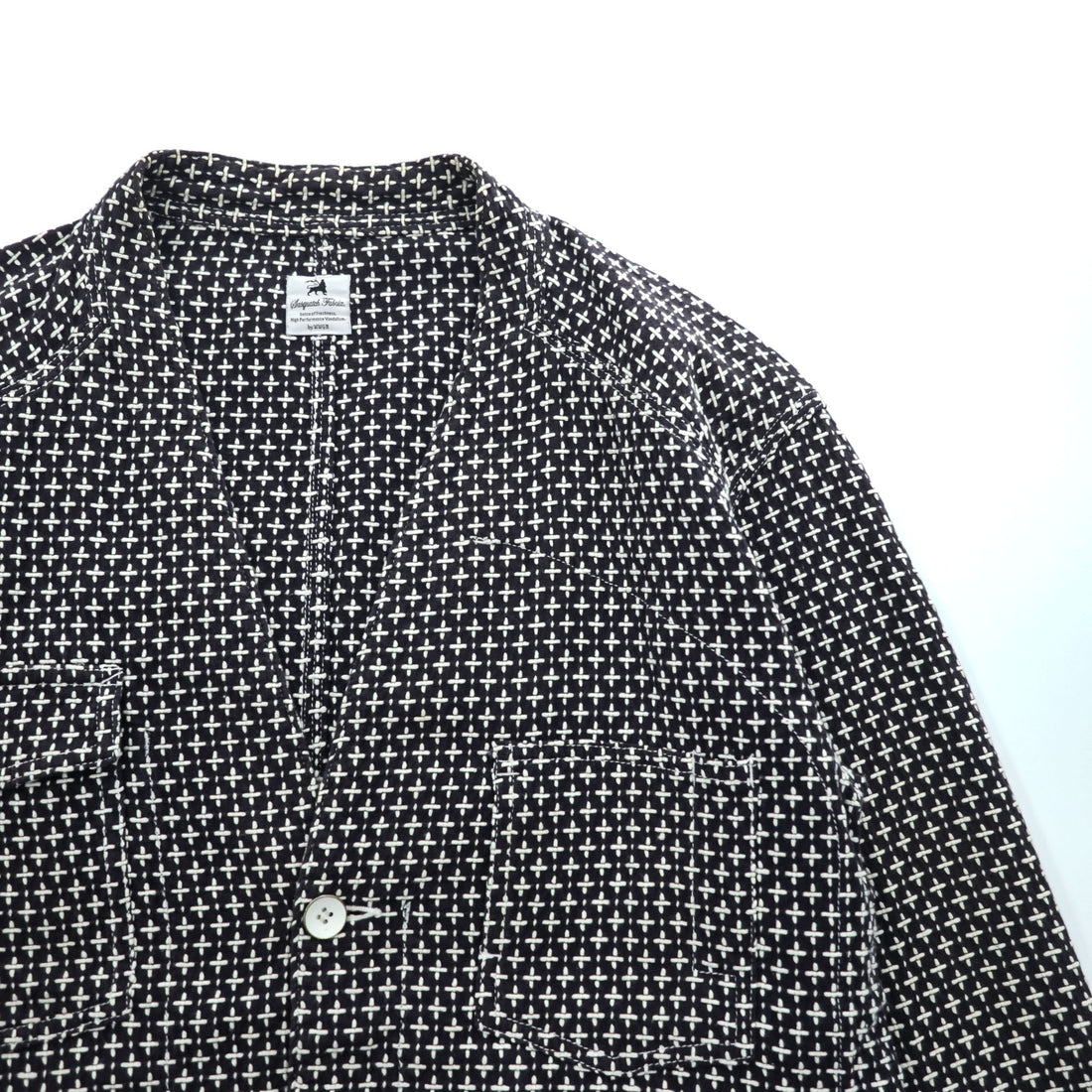 Sasquatchfabrix. Japan Made Sashiko Style Pattern Chore Jacket Black White Cotton Work Jacket