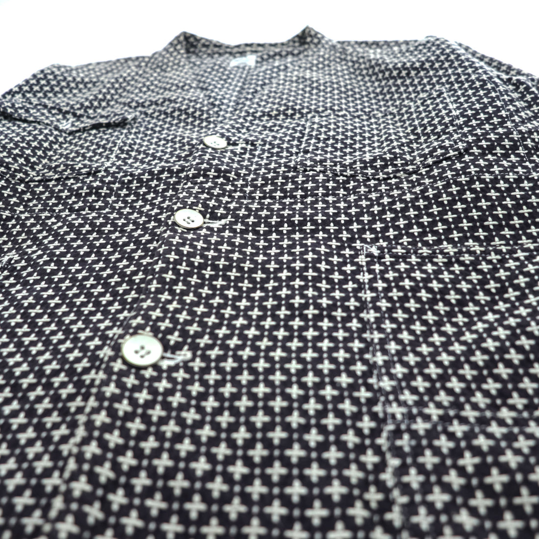 Sasquatchfabrix. Japan Made Sashiko Style Pattern Chore Jacket Black White Cotton Work Jacket