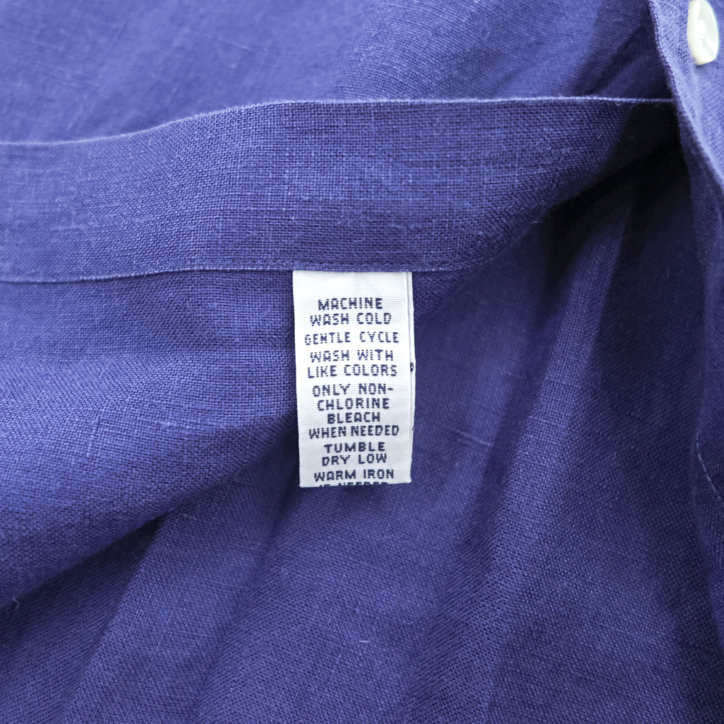 Ralph Lauren 90s Vintage Long-Sleeve Button-Down Shirt, Size L, Blue, Small Pony Logo Embroidery, Custom Fit
