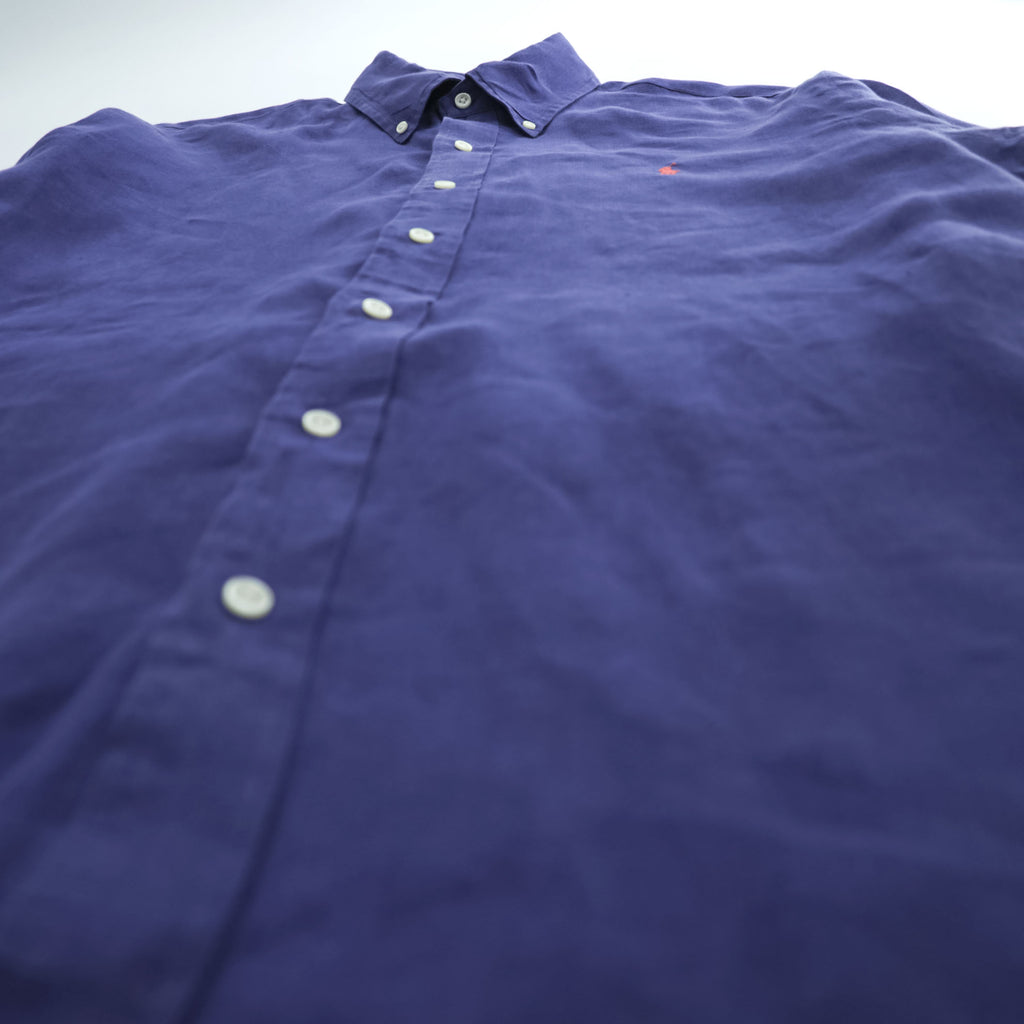 Ralph Lauren 90s Vintage Long-Sleeve Button-Down Shirt, Size L, Blue, Small Pony Logo Embroidery, Custom Fit