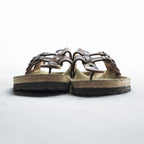 BIRKENSTOCK Germany-made Sparta thong sandals, US size 8.5, brown, purple patterned.